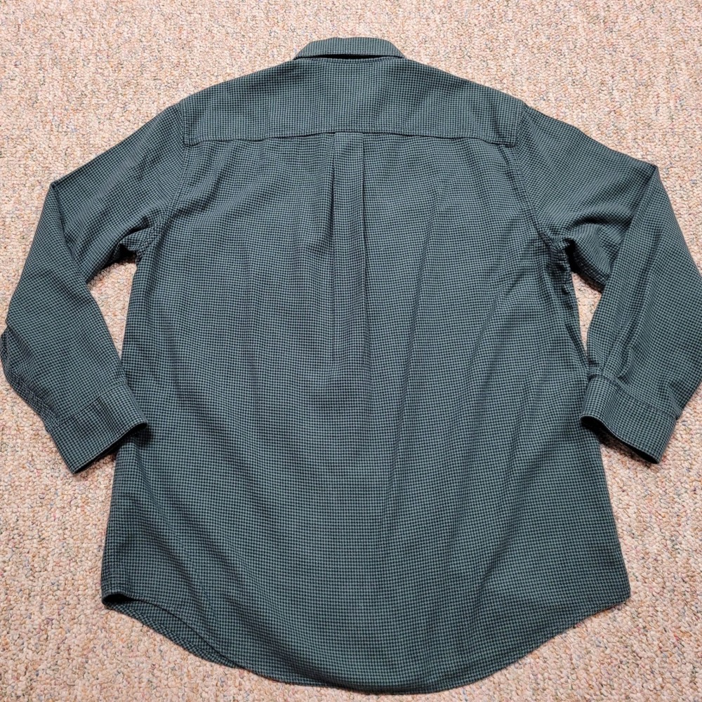 LL Bean Shirt Mens Medium Green Houndstooth Traditional Fit Button Down Outdoors - Picture 12 of 13
